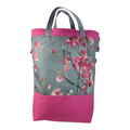 XXL drawstring knitting bag with pink cherry blossom print, supersized multi pockets  project bag with  handles, ladies craft gift