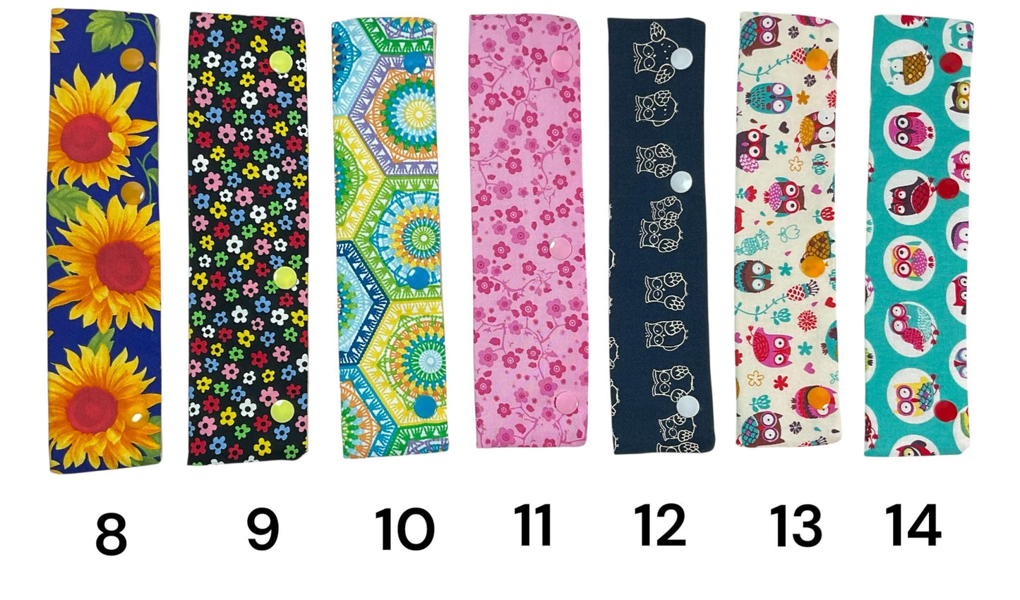 Double pointed knitting needle cosy in various prints