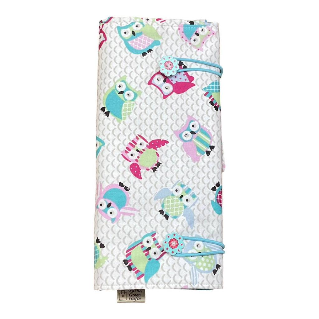 Double pointed knitting needle case with owls,  DPN or crochet hook case, sock knitters gift,