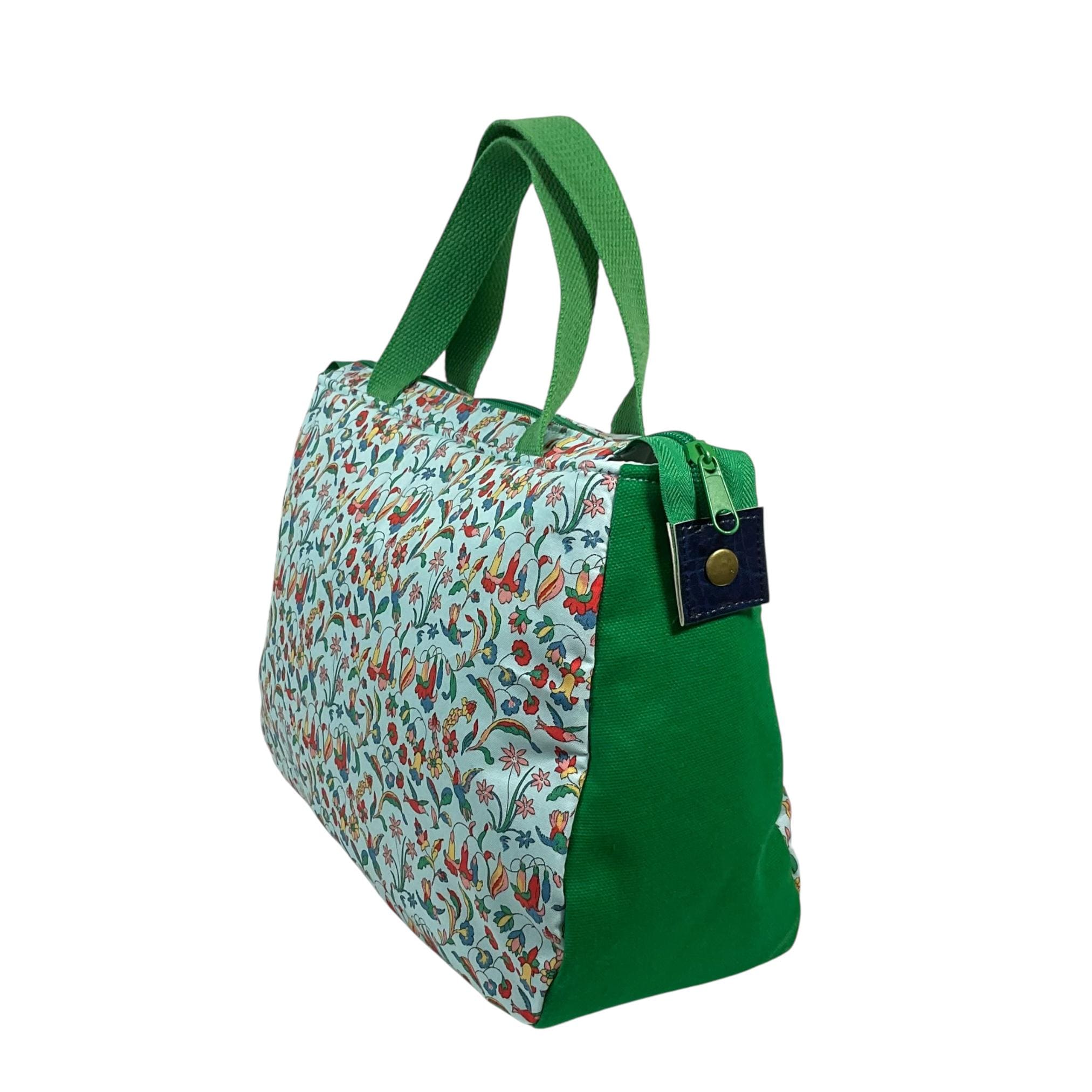 large toiletries bag made from  Liberty fabric, with handles and pockets in and outside, bird Waterproof lined wash pouch, ladies gift