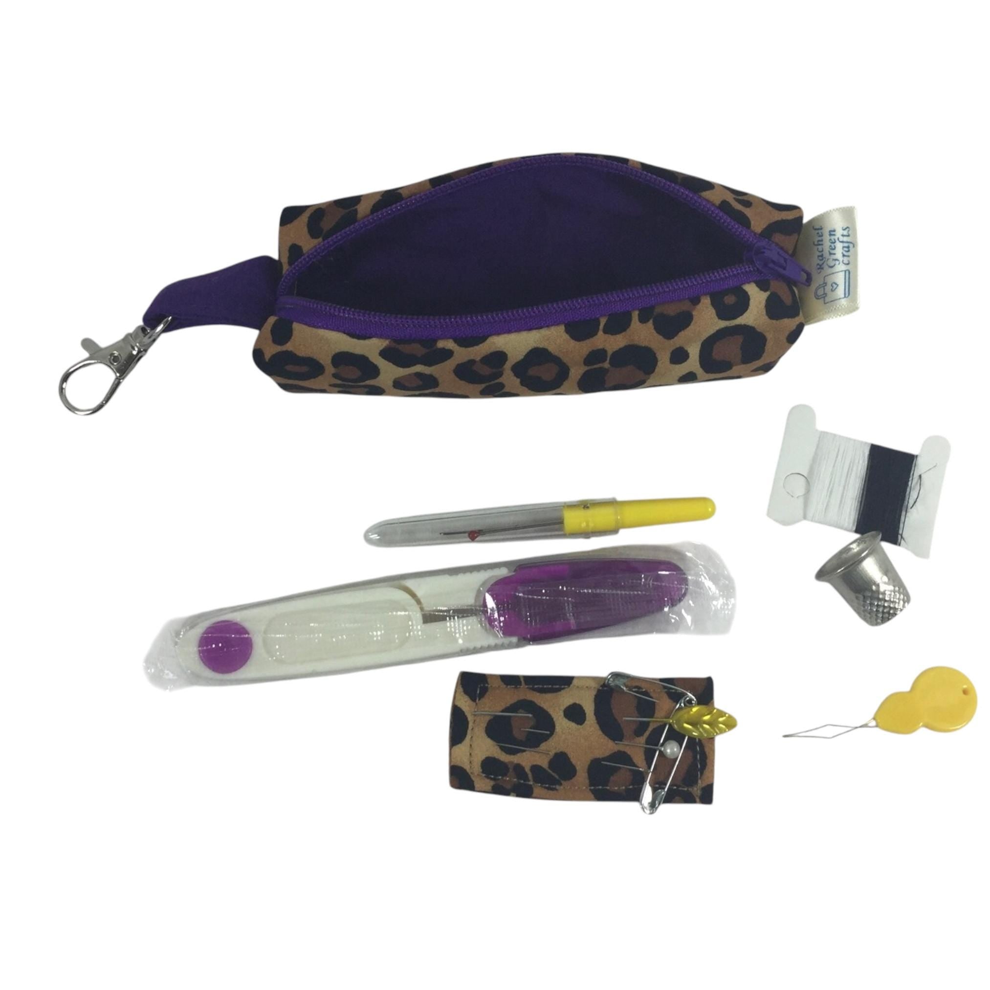Mini sewing kit with lanyard clip, travel mending case, keyring needle case, keychain sewing notions, stocking filler, christmas gift