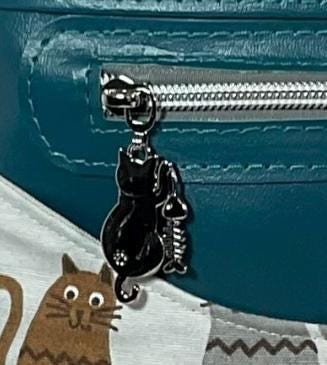 Handbag in faux leather and cat print, pet lover vegan ladies gift