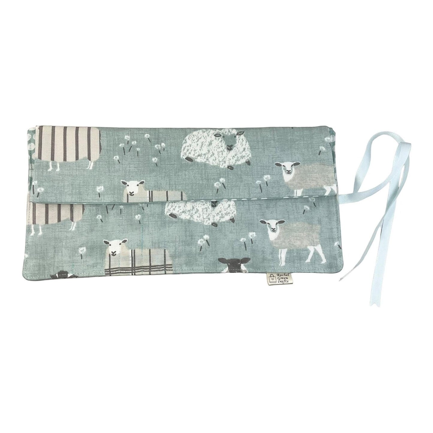 Crochet hook case with blue sheep