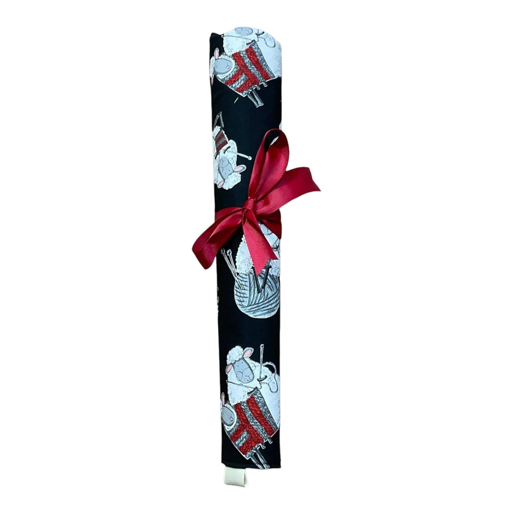 Knitting Needle Set in Sheep Print Roll-Up Case