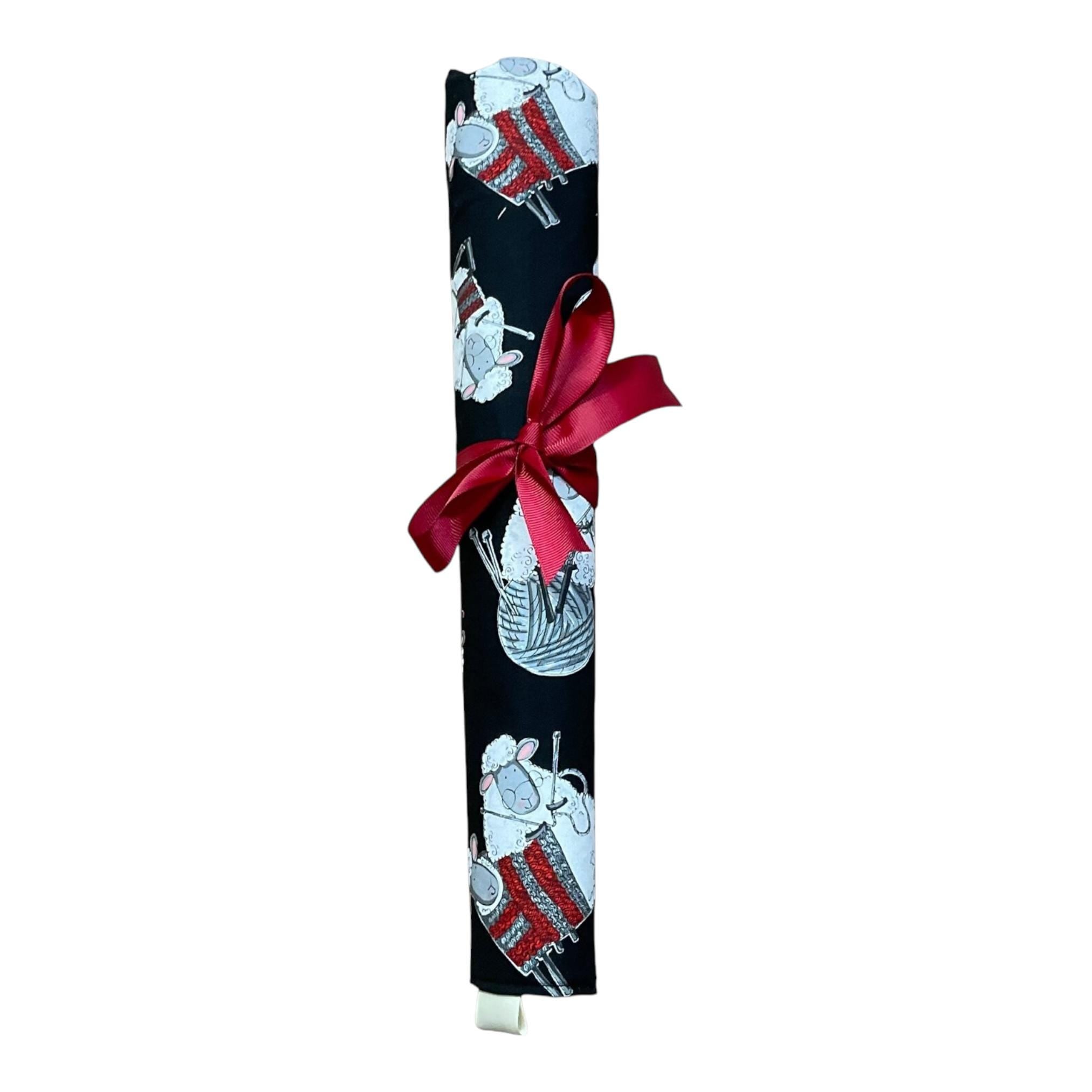 Knitting Needle Set in Sheep Print Roll-Up Case