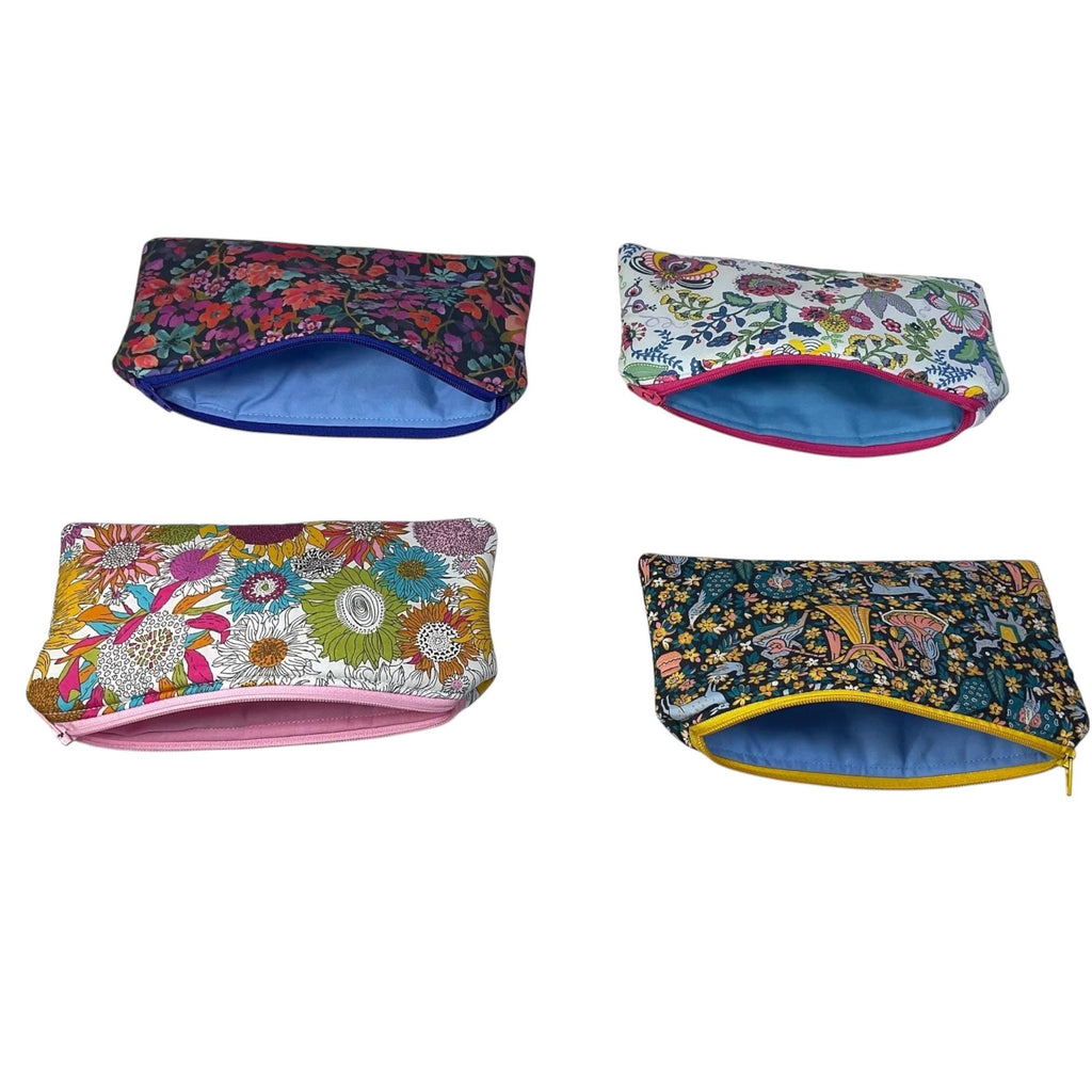 Liberty fabric floral zip case, small makeup pouch, pencil case, phone case, notions holder, handbag sunglasses holder, privacy pouch