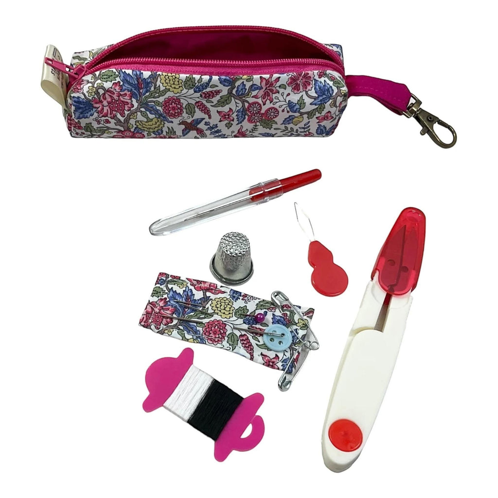 Liberty fabric Mini sewing kit, travel mending case, floral needle case, keychain sewing, sewing notions, stocking filler, ladies gift