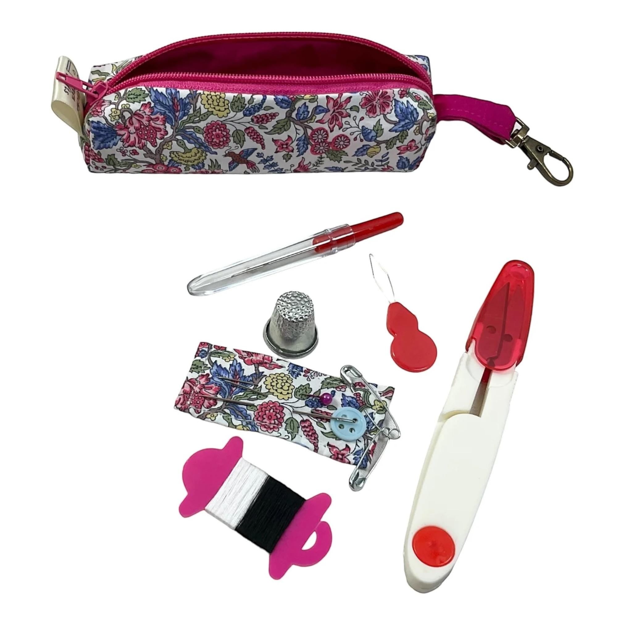 Liberty fabric Mini sewing kit, travel mending case, floral needle case, keychain sewing, sewing notions, stocking filler, ladies gift