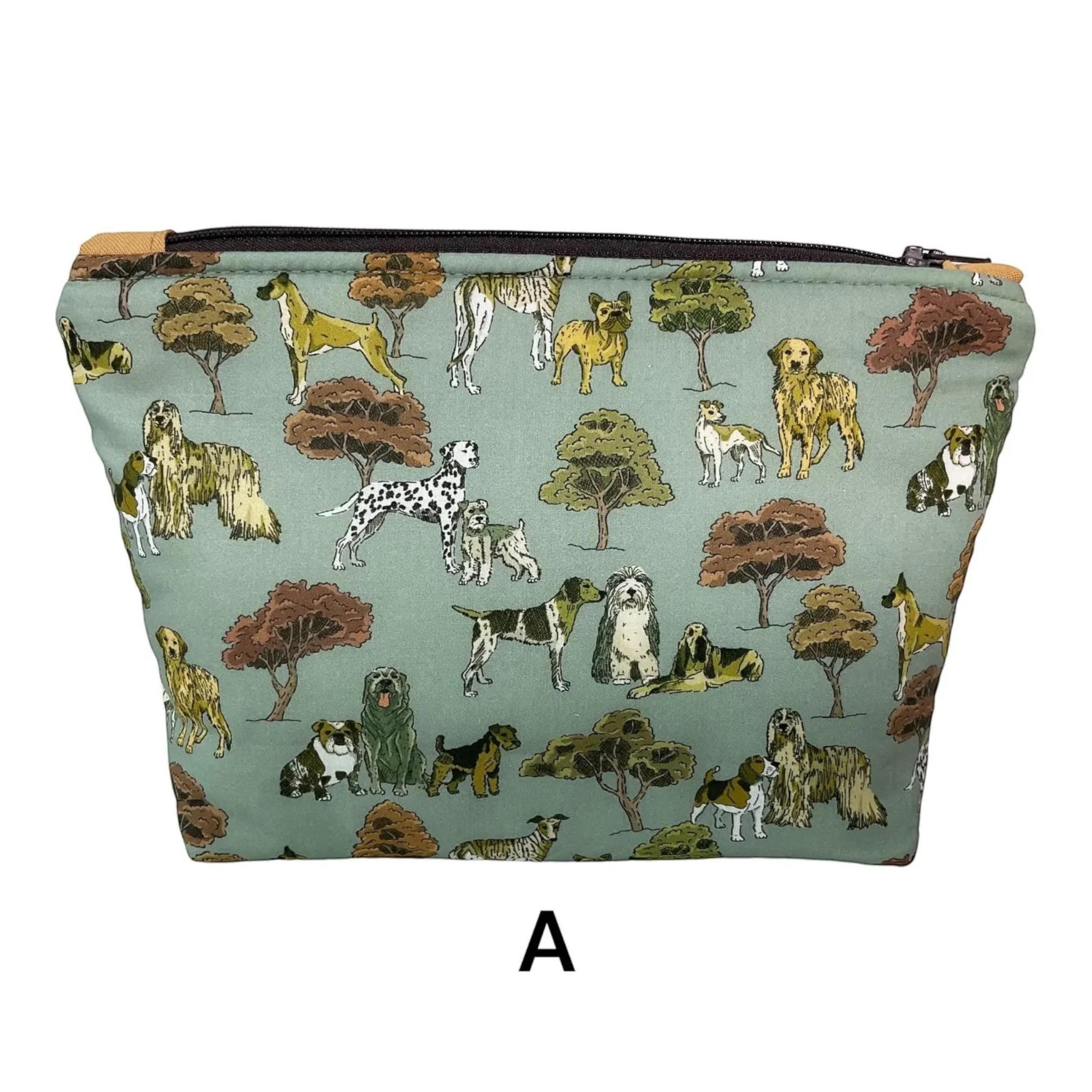 Cosmetics pouch in Liberty dog, cat and pet print tana lawn , small wash bag with waterproof lining , zipped Makeup storage, ladies gift