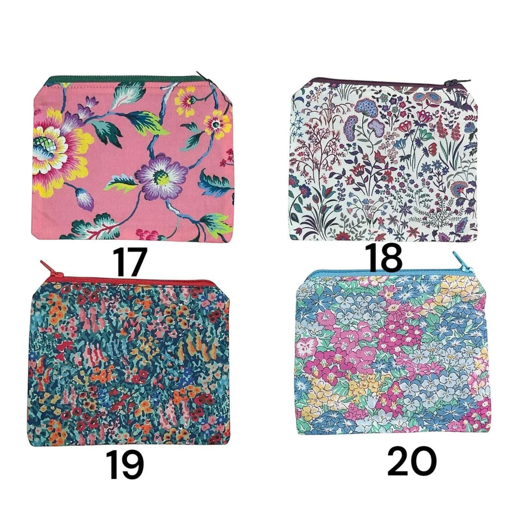 Floral Liberty Fabric Coin Purse: Handmade Zip Pouch, credit card holder,