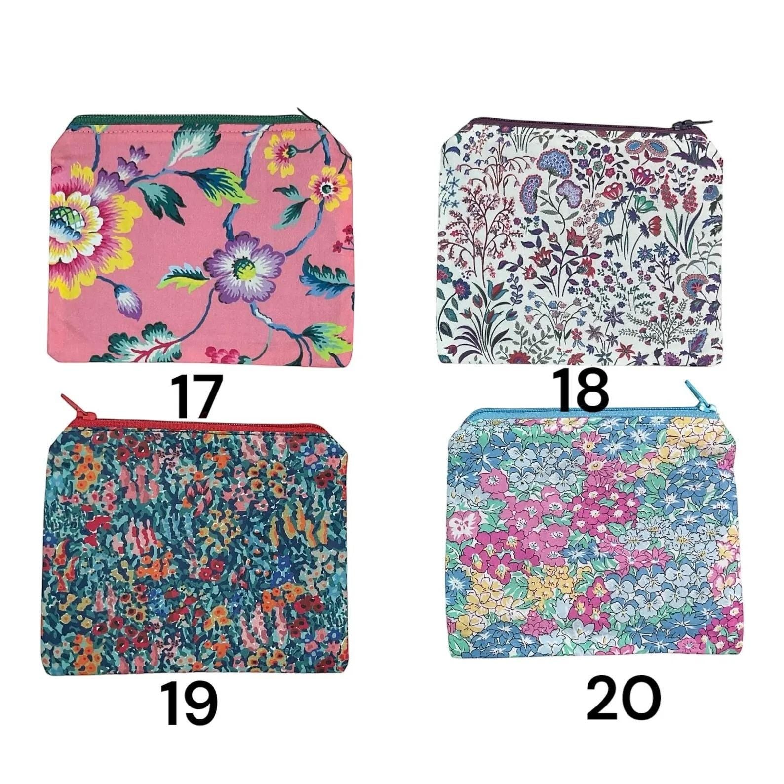 Floral Liberty Fabric Coin Purse: Handmade Zip Pouch, credit card holder,