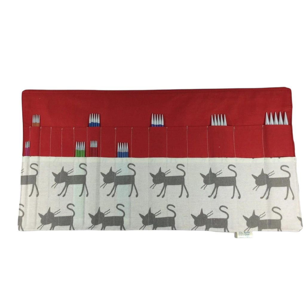 Double pointed knitting needle case with cats,  DPN or crochet hook case, sock knitters gift,