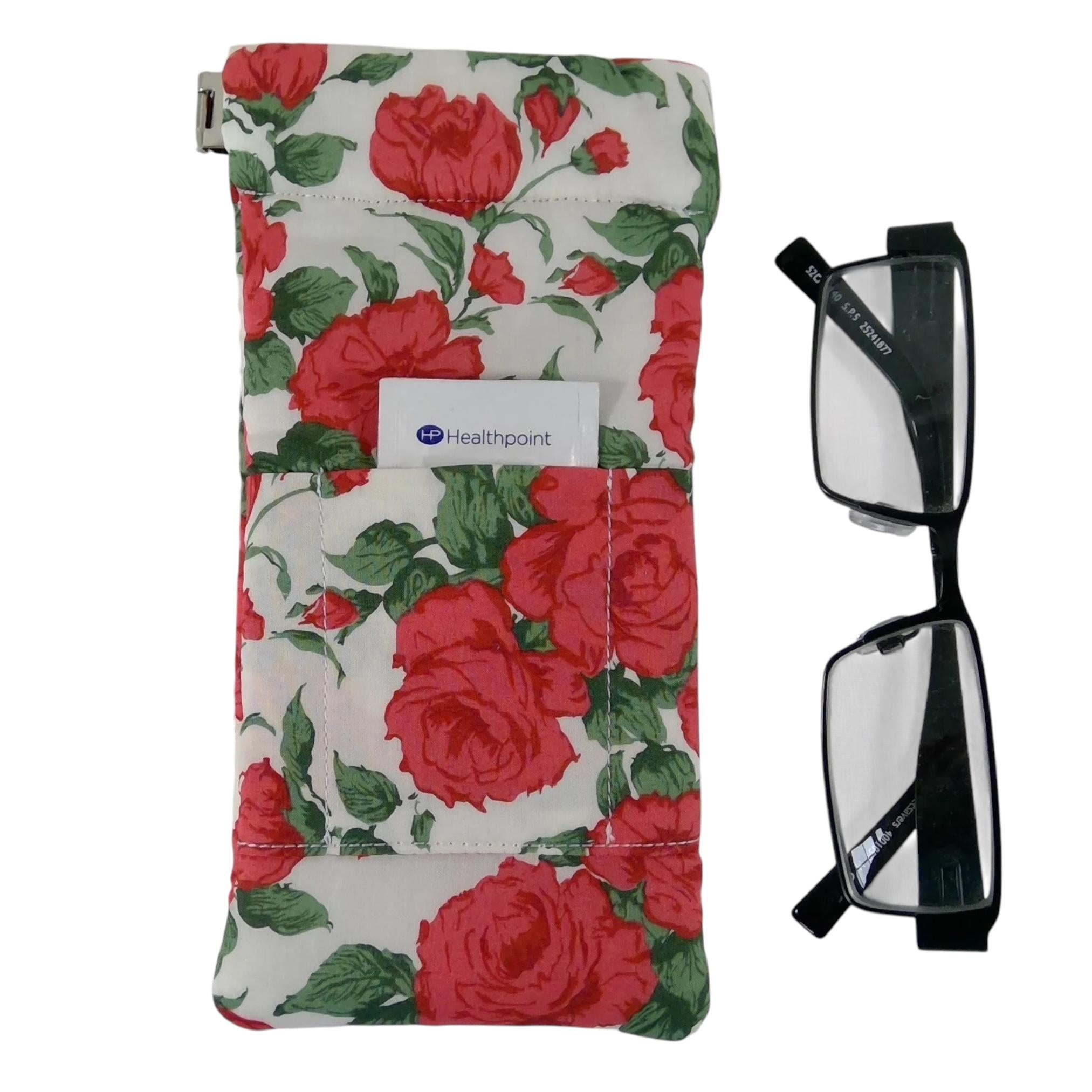 Glasses cases in Liberty floral fabric, snap shut spectacles pouch, sunglasses flex frame, ladies eyeglasses holder, women's gift,