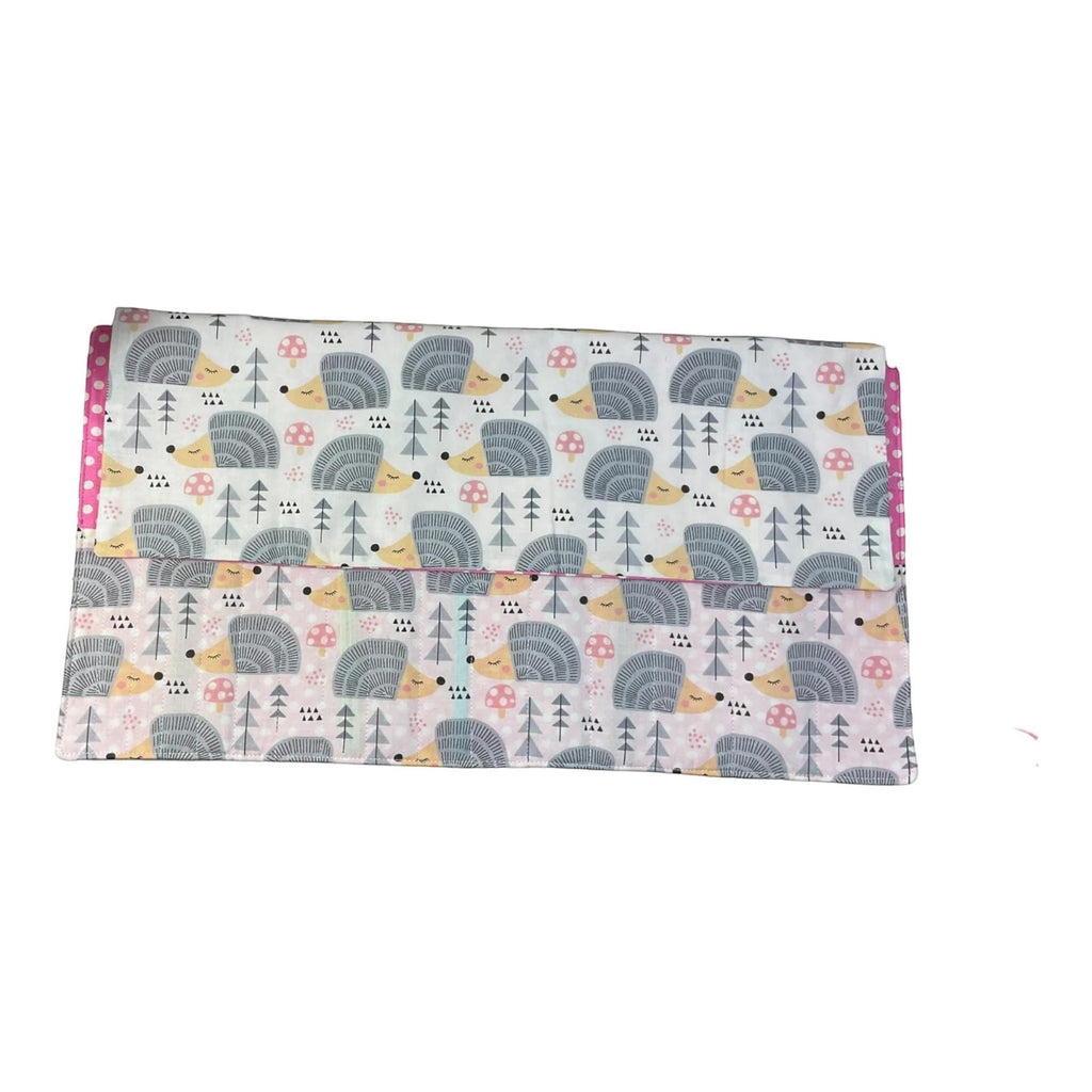 Double pointed knitting needle case with hedgehogs,  DPN or crochet hook case, sock knitters gift,