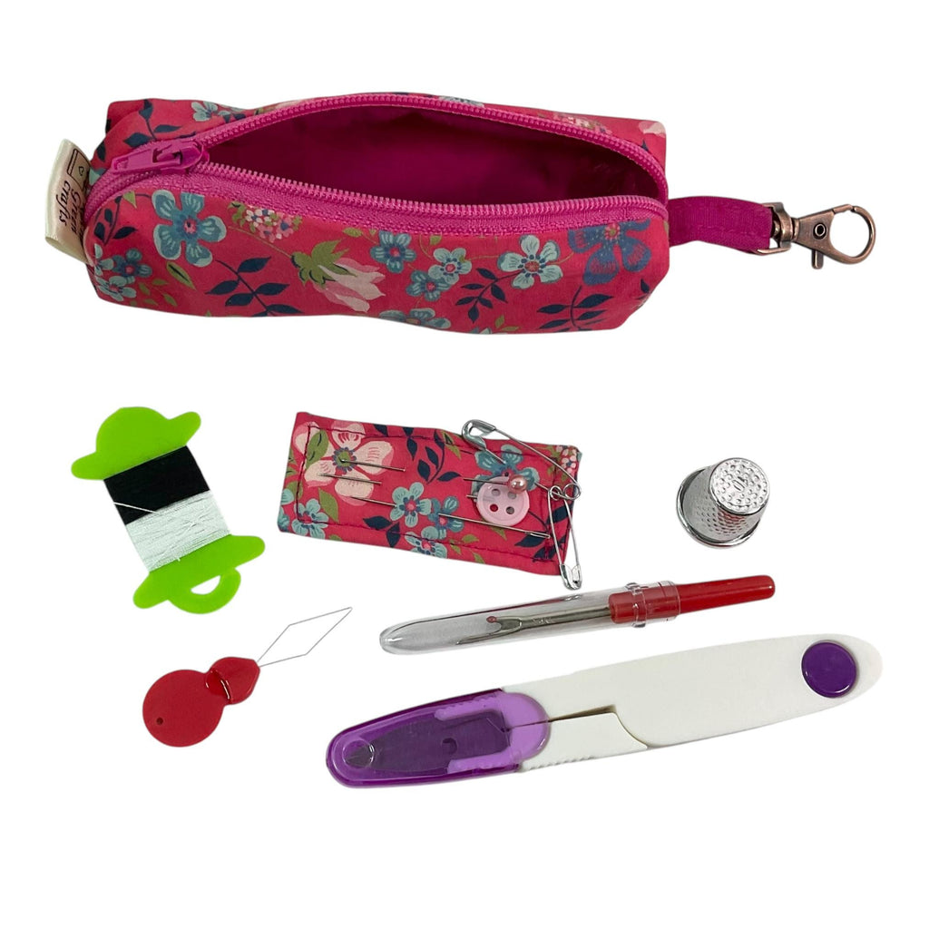 Liberty fabric Mini sewing kit, travel mending case, floral needle case, keychain sewing, sewing notions, stocking filler, ladies gift