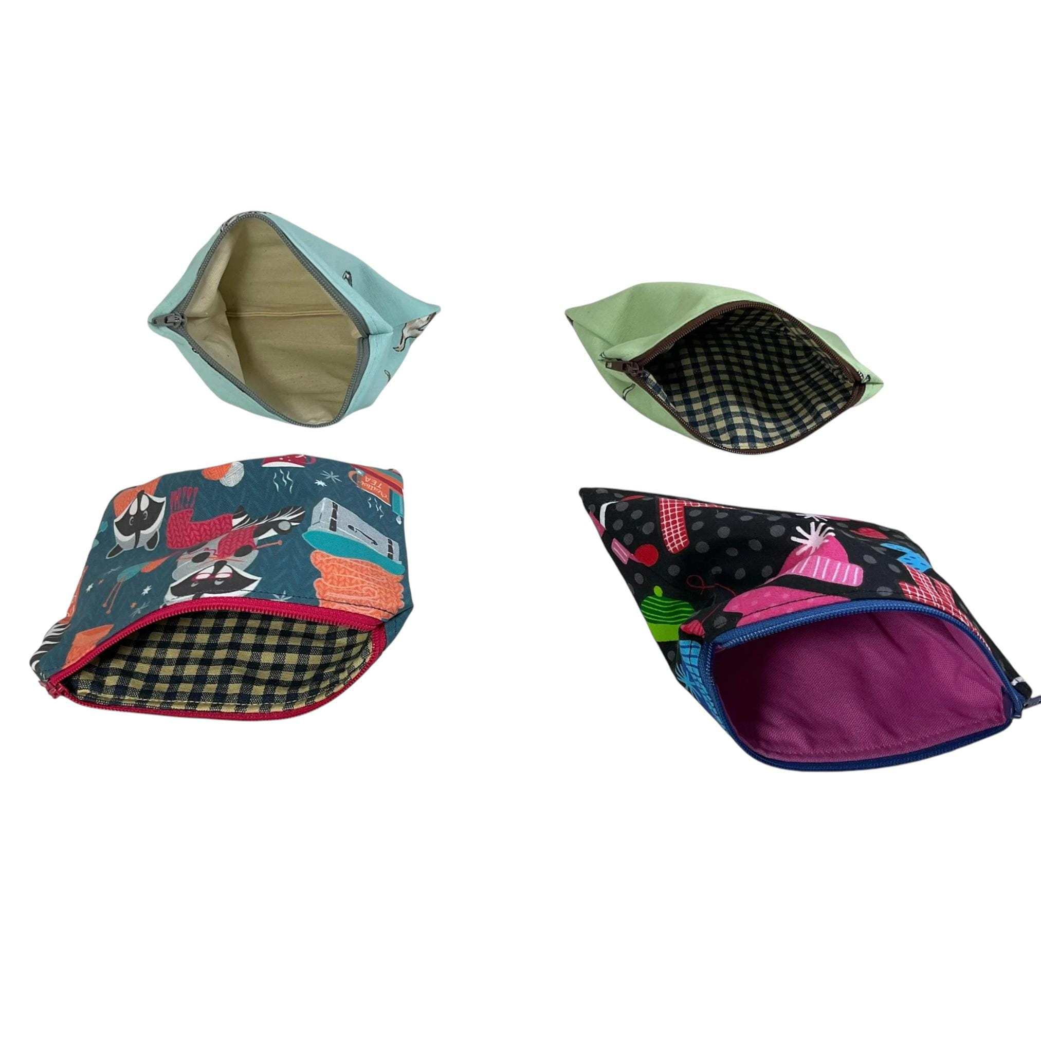Fabric Zip Pouch: Sheep, Cat, Dog Print - Crafting Notions Case