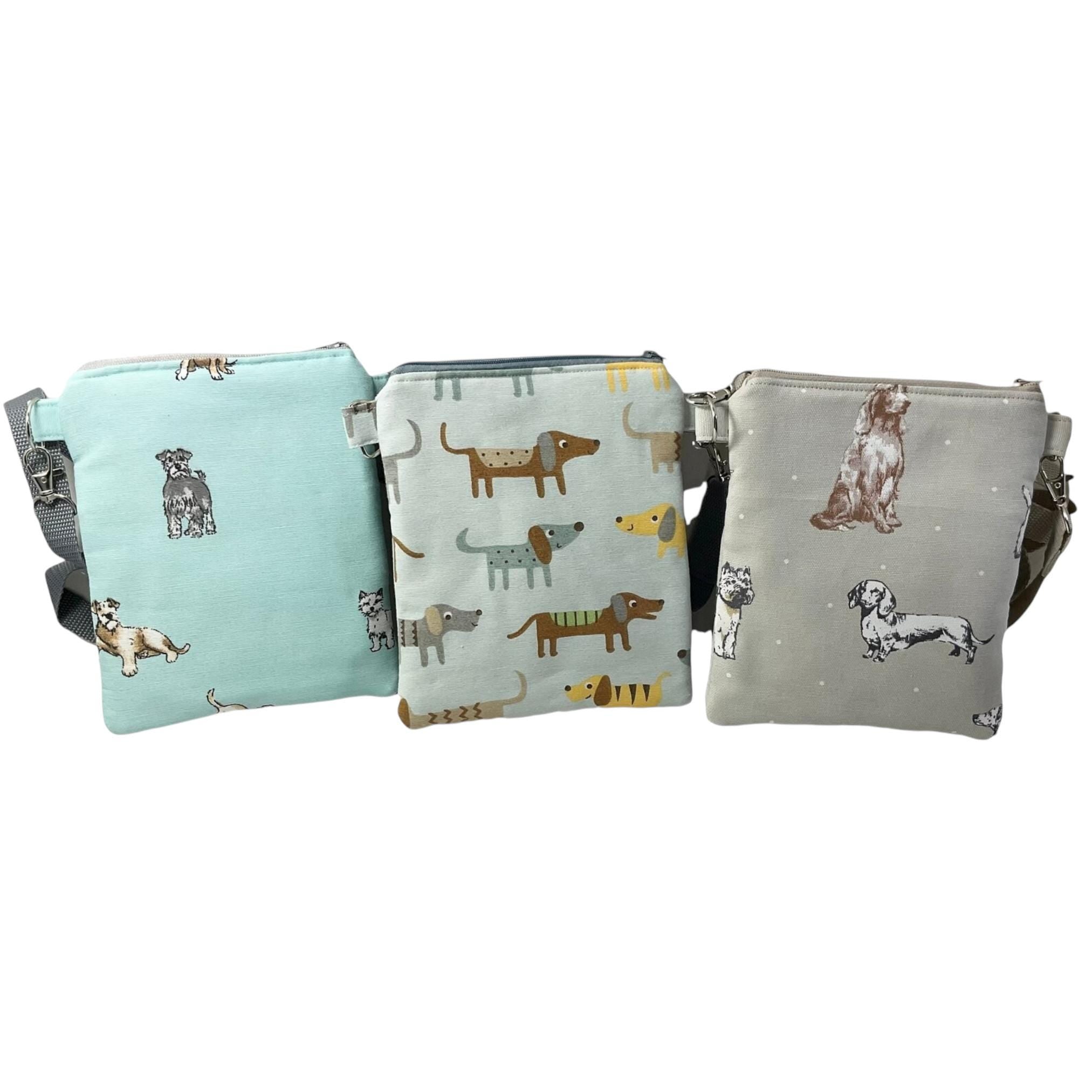Dog print slim phone shoulder bag with multi pockets, teenager messenger phone pouch, mini clutch bag, clubbing festival bag, dog lover gift
