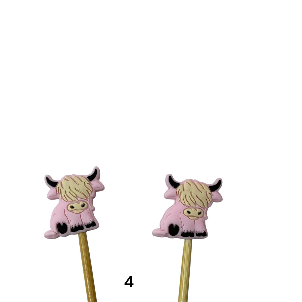 Highland Cow stitch stopper, knitting point protector, Silicone needle end
