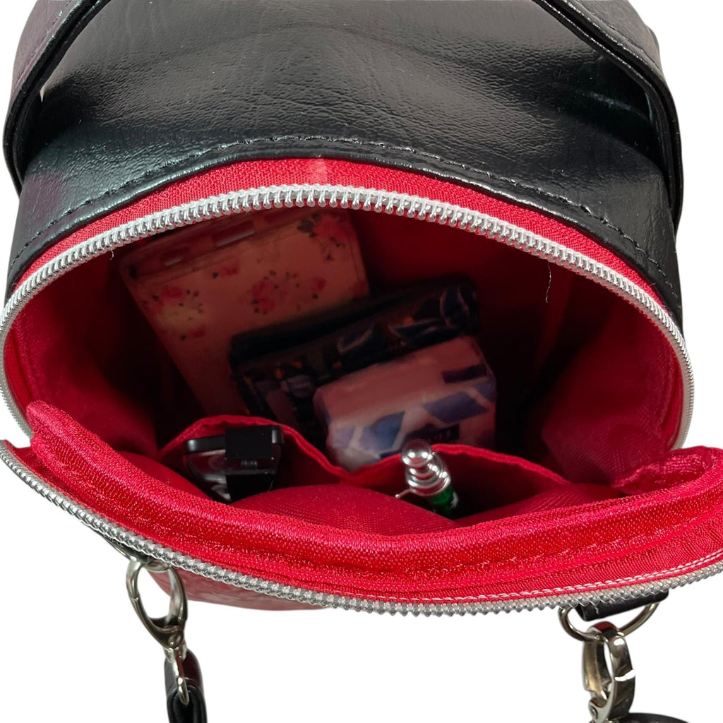Sling bag, Water Bottle holder red butterfly Water-Resistant Faux Leather, Travel Day Trip