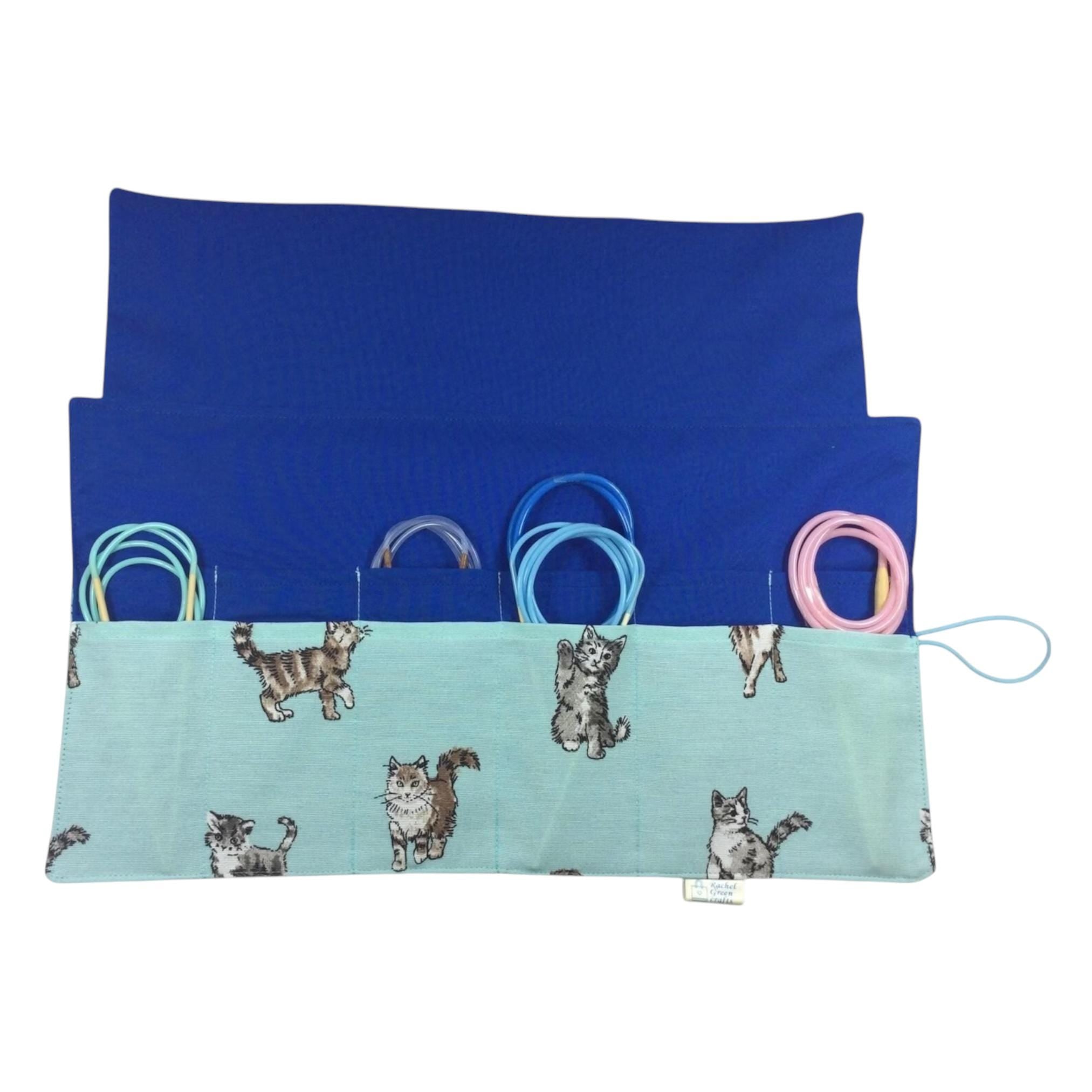 Circular needle case, cat needle case, fixed circular case, sock needles case, knitting needle roll, knitters gift, needle holder,