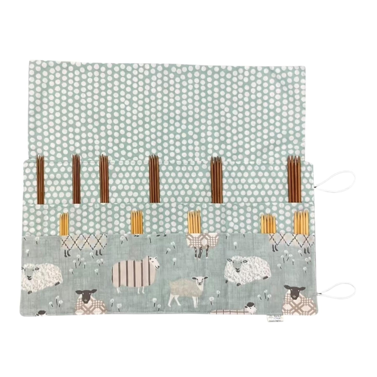 Double pointed knitting needle case with blue sheep
