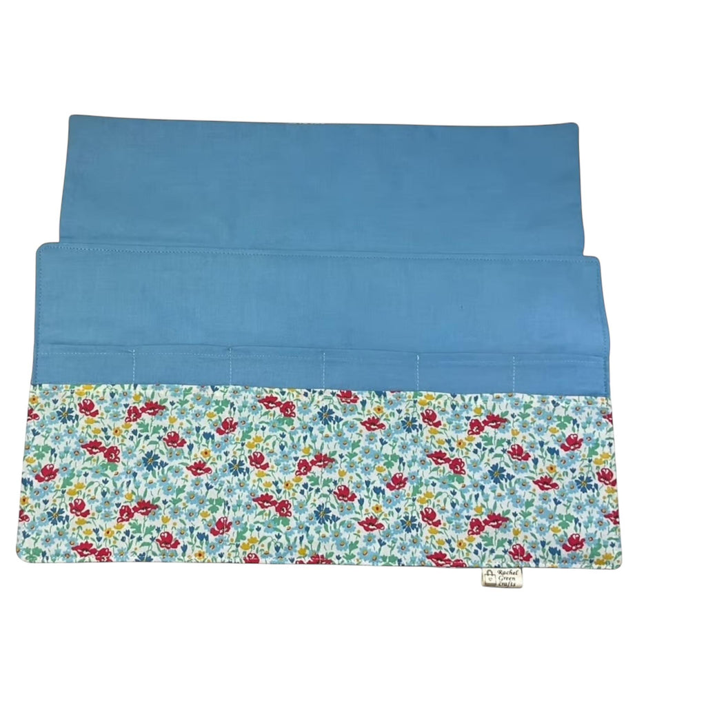 Circular needle case made from Liberty floral fabric, fixed circular sock needle pouch, knitting needle roll, knitters gift, needle holder,