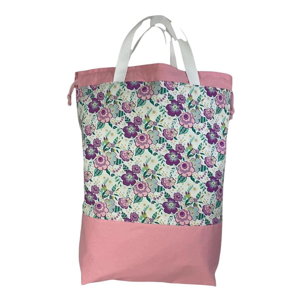 XXL  drawstring knitting bag with Liberty fabric  floral print, supersized multi pockets project bag with handles, ladies  gift