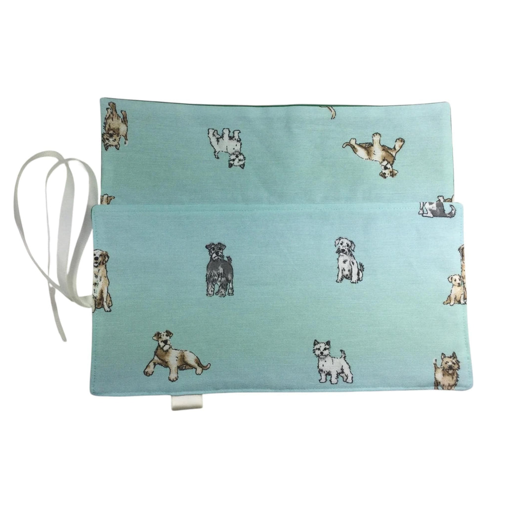 Crochet hook case with dogs, Ergonomic hook organiser, roll up  case, dog lover gift, knitters gift, Crochet gift, crochet storage
