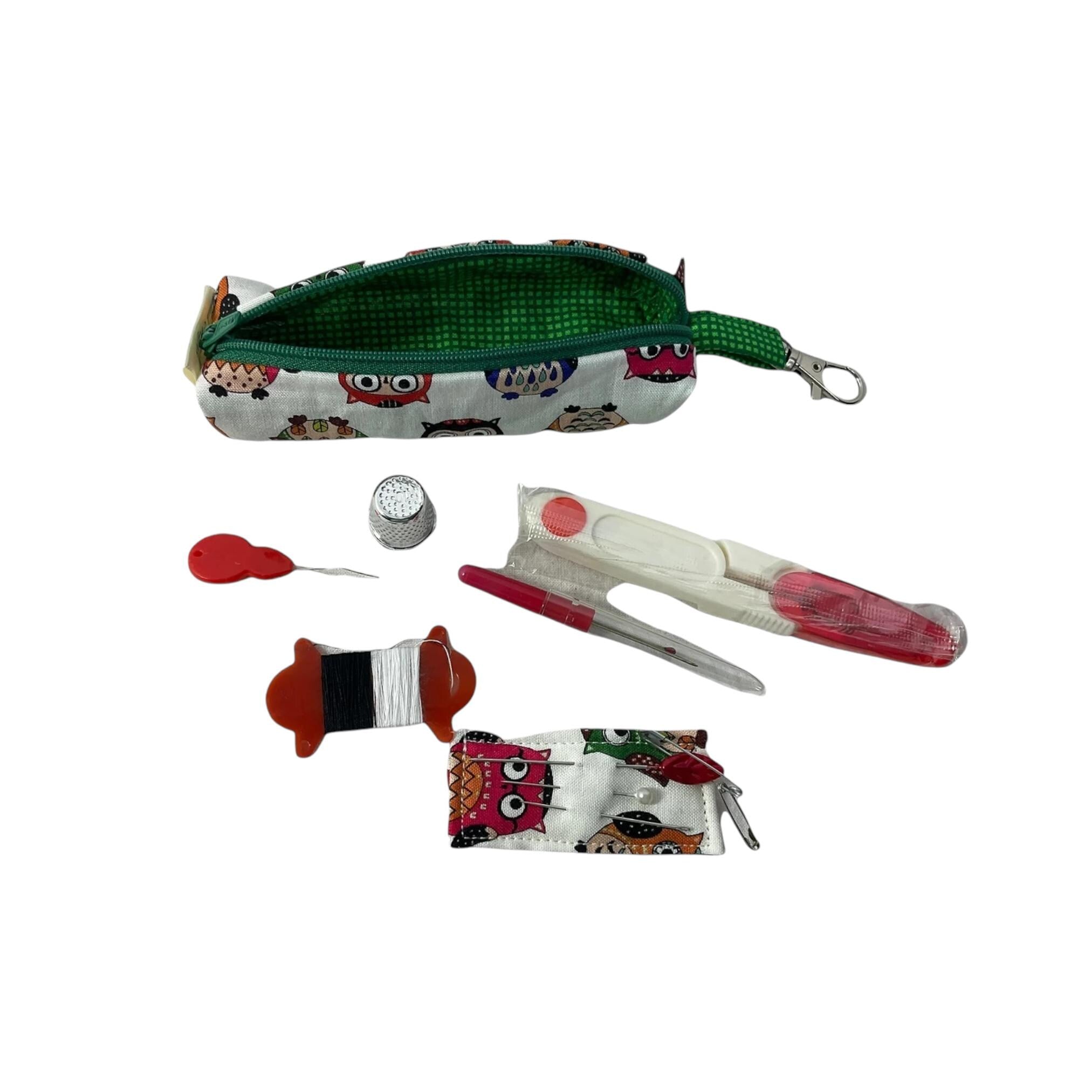 Mini sewing kit with lanyard clip,travel mending case, keyring needle case, keychain sewing notions, stocking filler, christmas gift