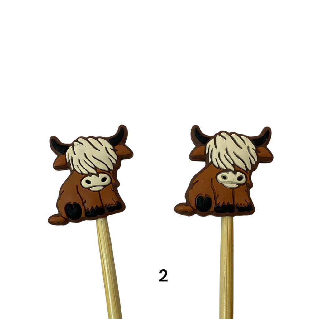 Highland Cow stitch stopper, knitting point protector, Silicone needle end