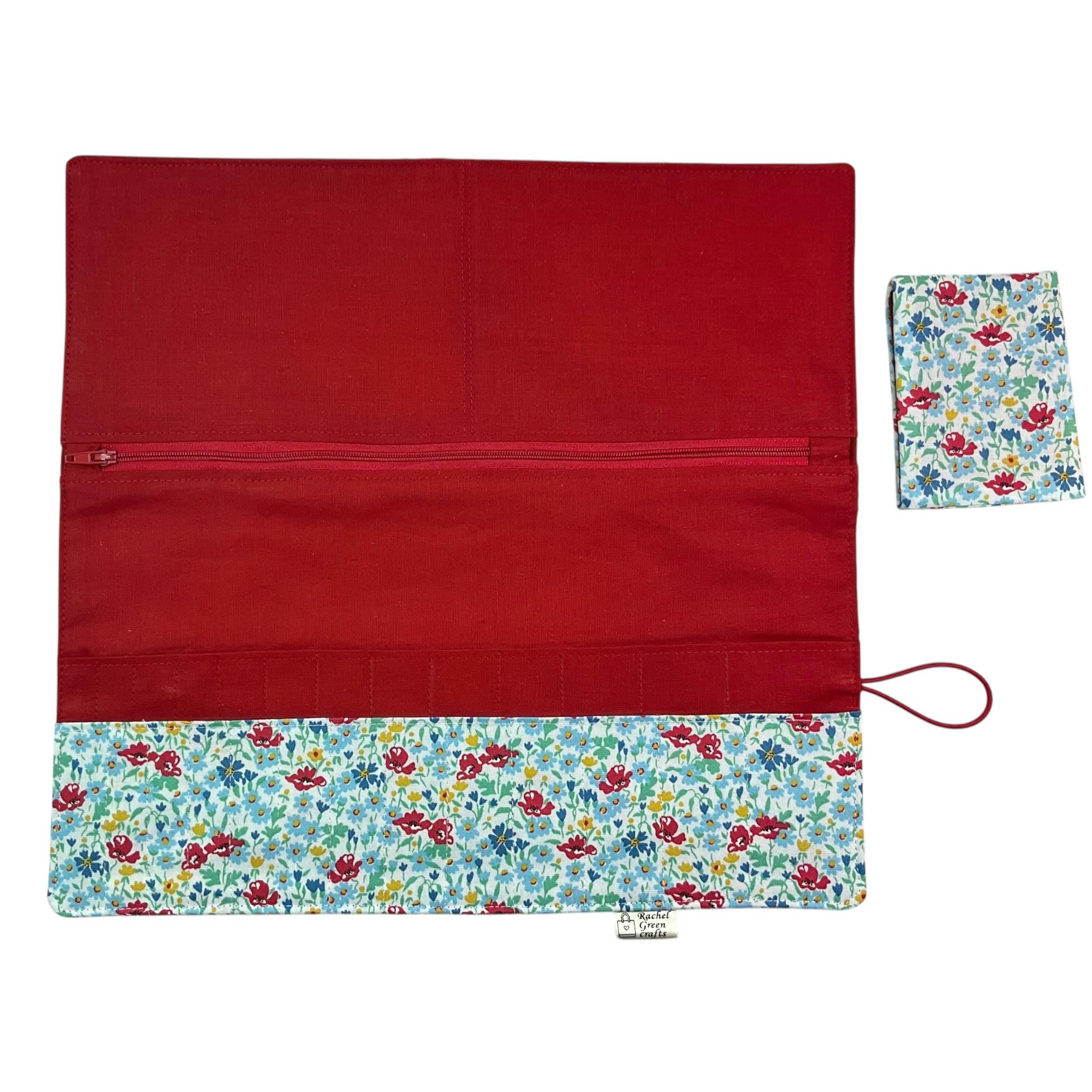 Interchangeable knitting needle case with Liberty fabric , floral addi case, chiagoo wallet, knit pro organiser pouch, hiya hiya case,