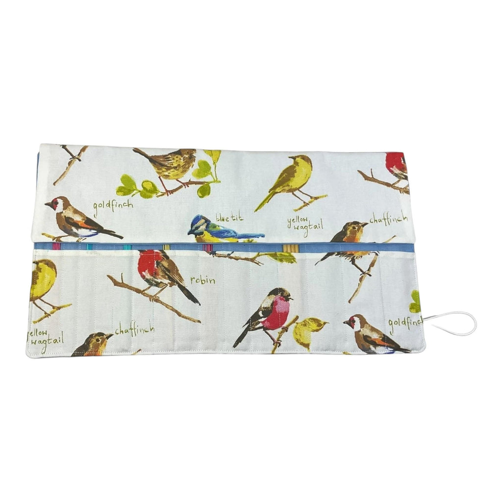 Double pointed knitting needle case with birds, garden lovers DPN Case, sock knitters gift