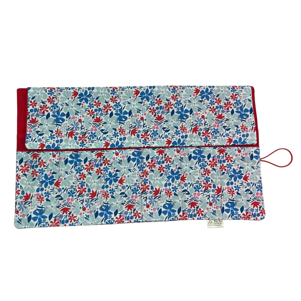Circular needle case made from Liberty floral fabric, fixed circular sock needle pouch, knitting needle roll, knitters gift, needle holder,