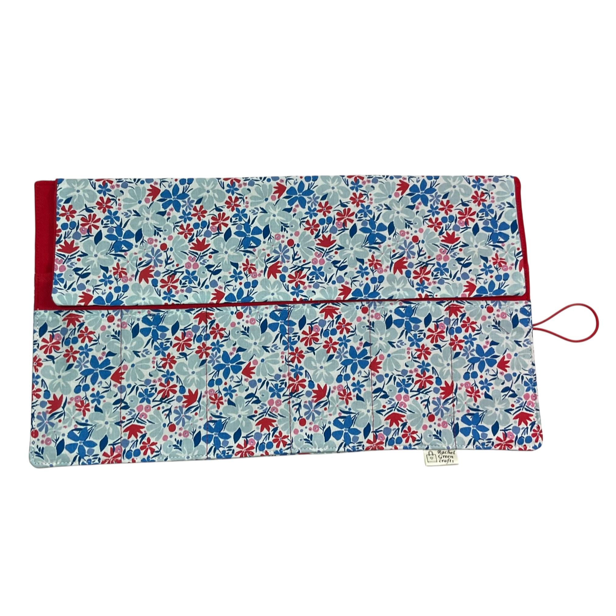 Circular needle case made from Liberty floral fabric, fixed circular sock needle pouch, knitting needle roll, knitters gift, needle holder,