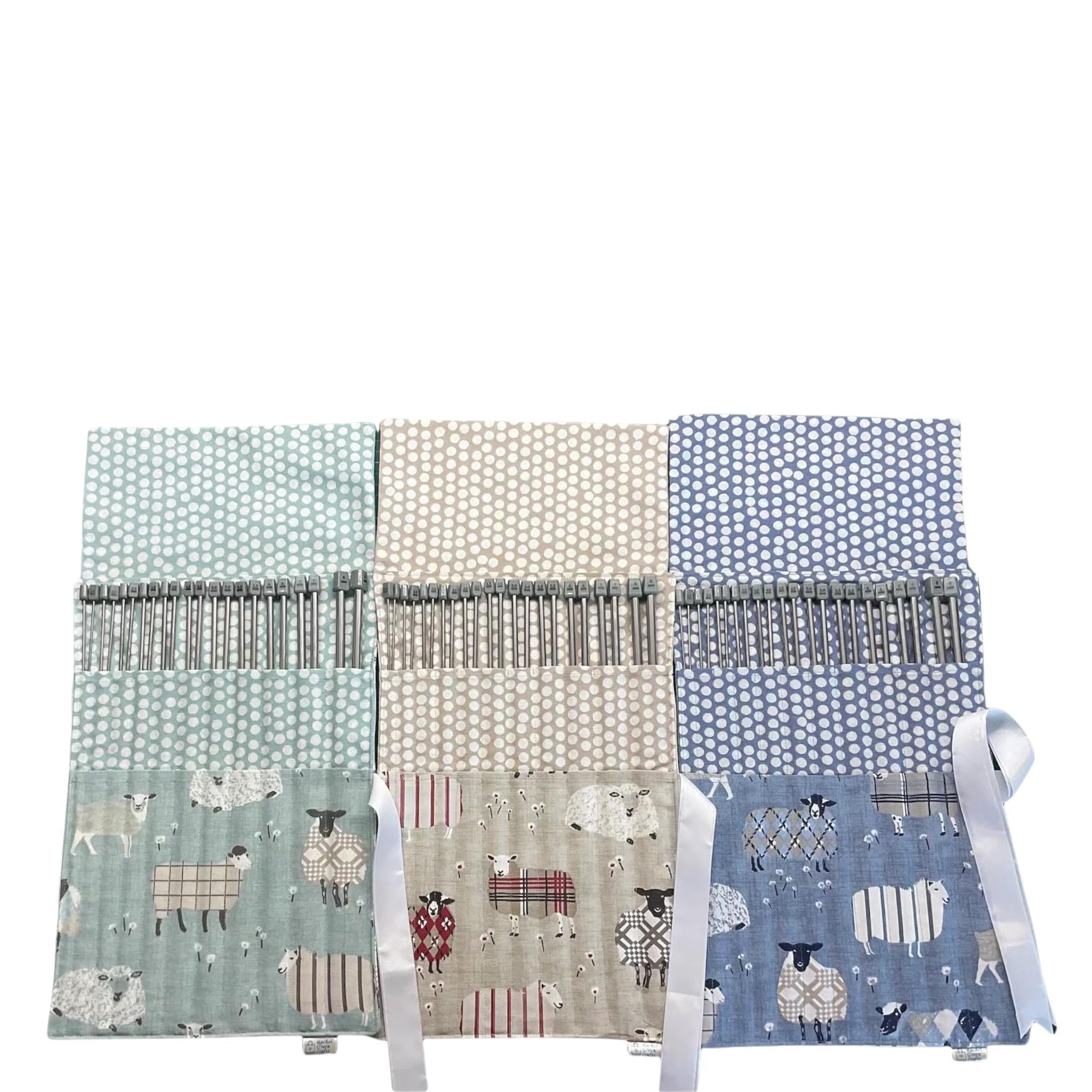 Tartan Sheep Knitting Needle Set: Straight Needles in Roll-Up Case