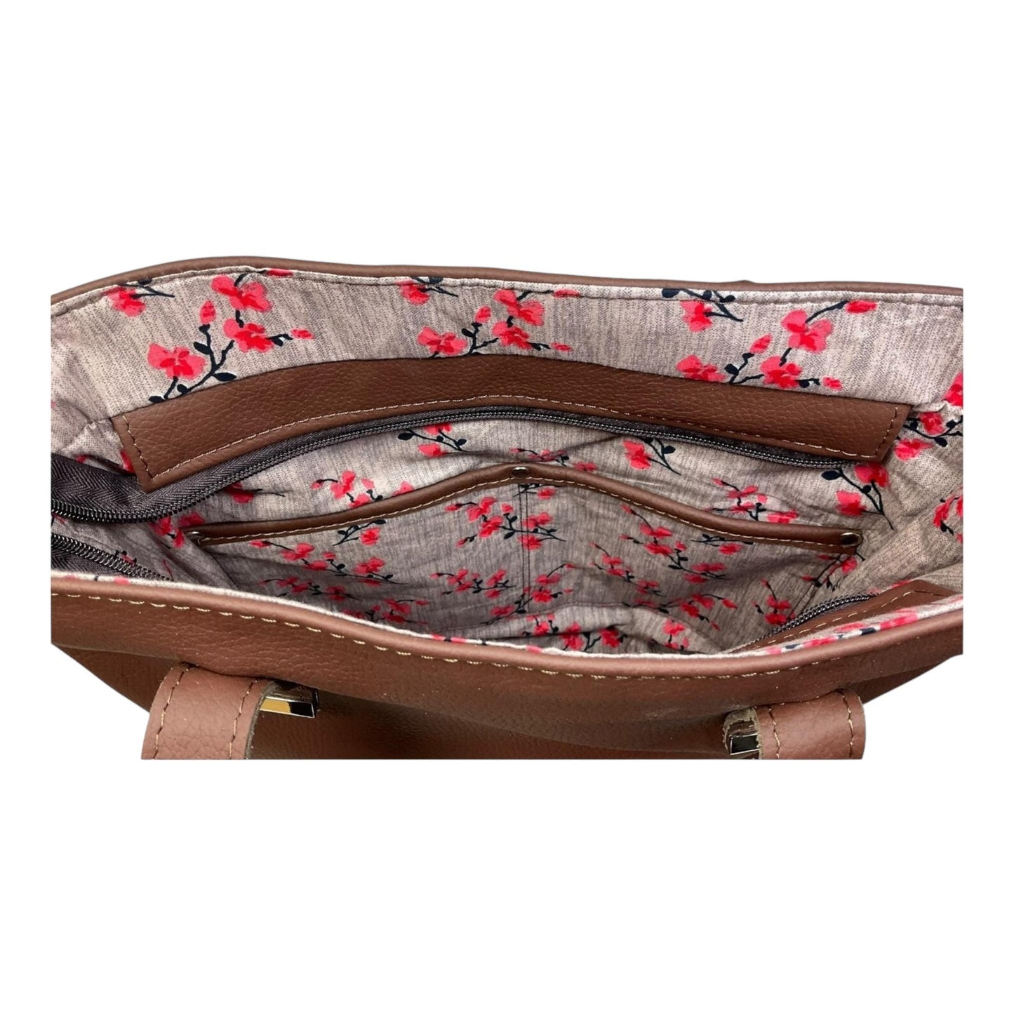 fully lined Tote bag made of genuine  brown leathe