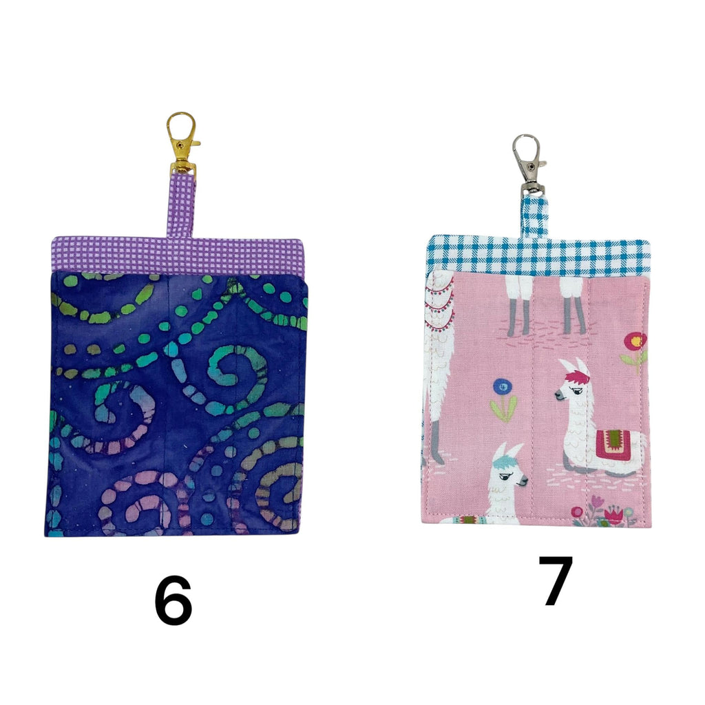pen holder for highlighter pen clips onto neck lanyard , wide clip on pen pouch, 3 pen fabric pen case, handbag keychain pen holder
