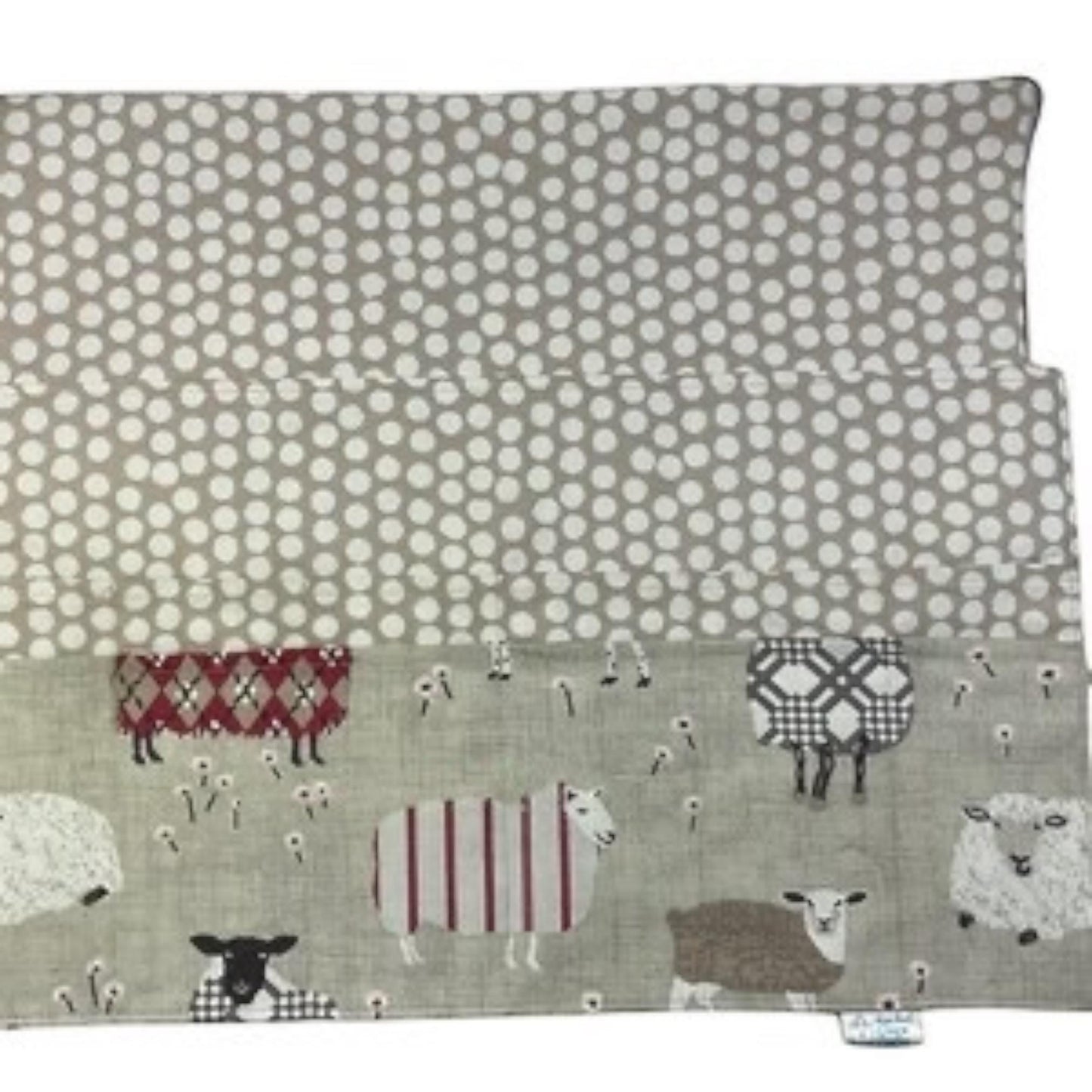Circular knitting needle case with natural and red sheep