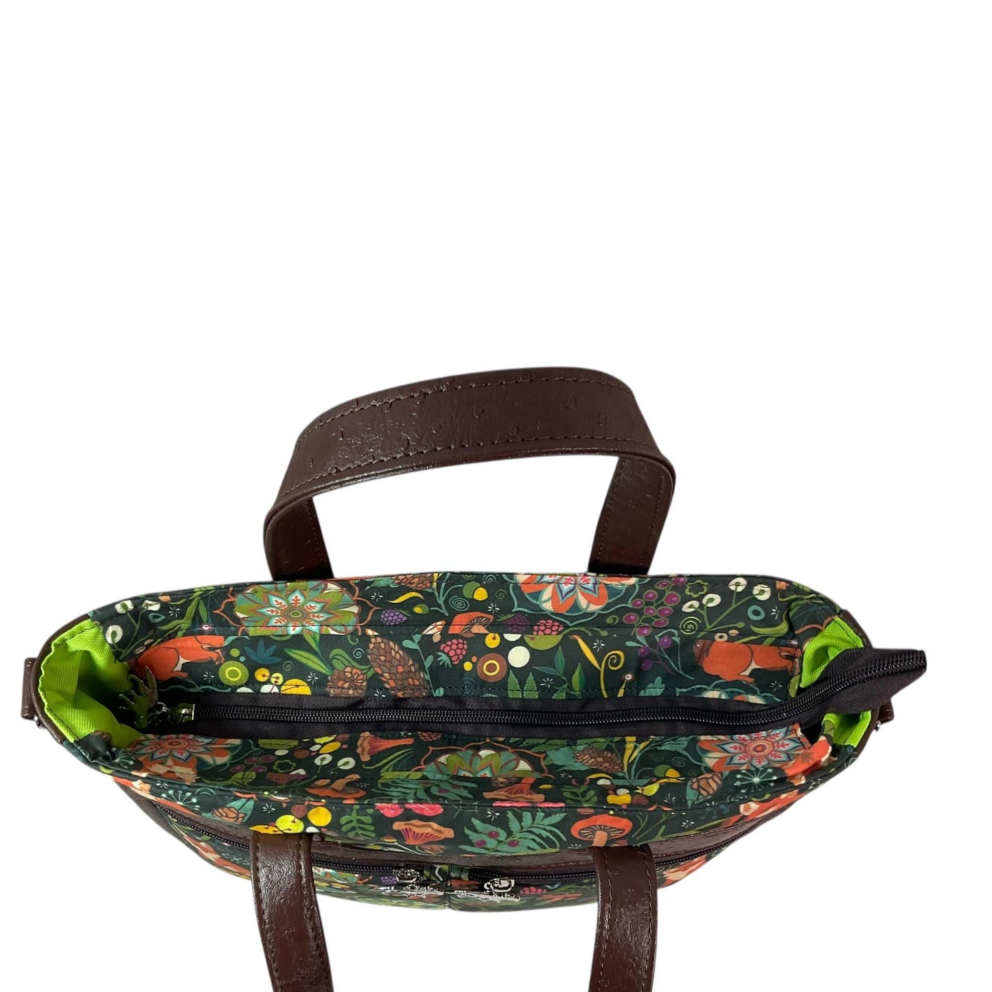 faux leather Crossbody Handbag in fox and squirrel print