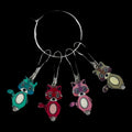 Raccoon Stitch markers, enamelled colourful progress charms, knitting markers, lace markers, knitters gift, gold plated place keeper