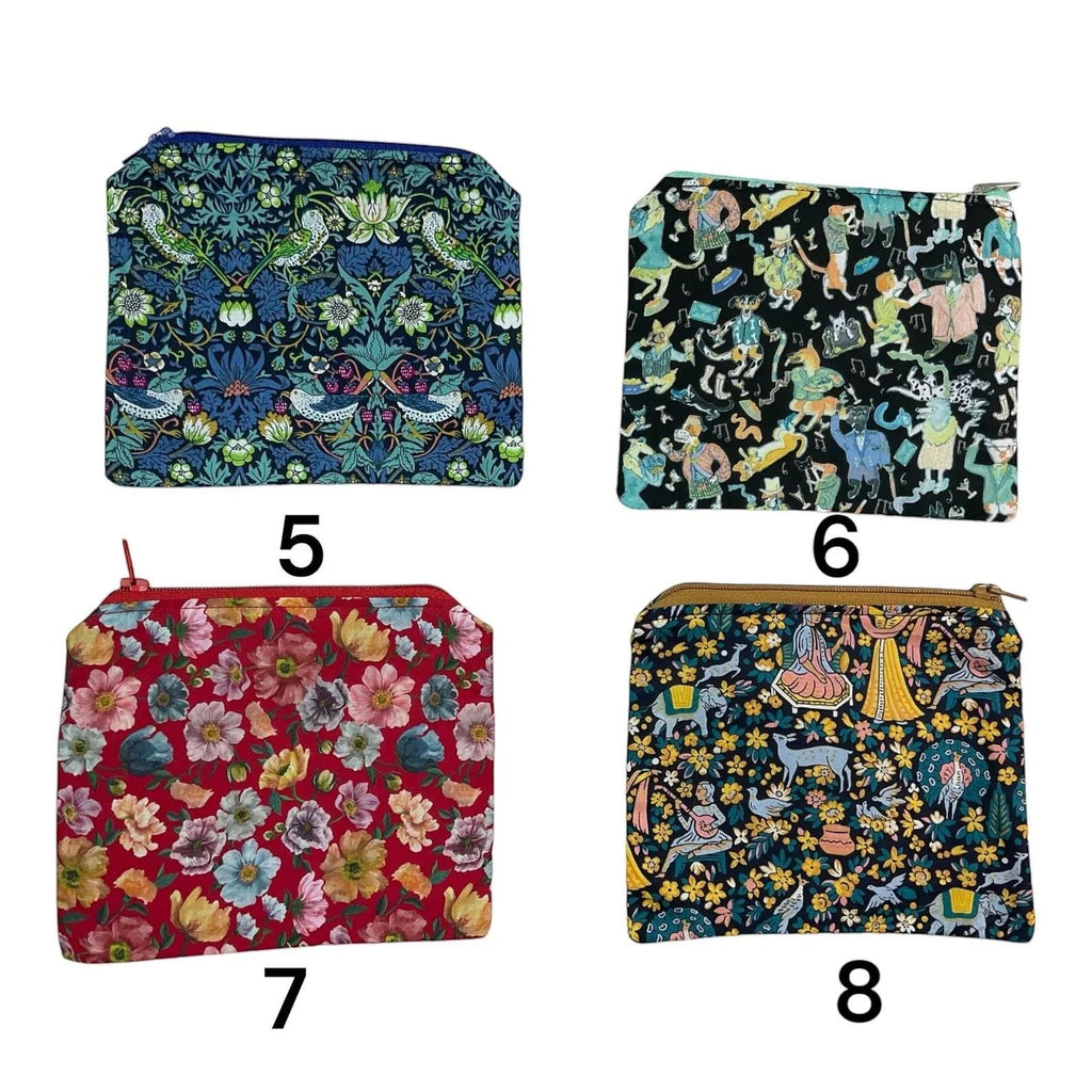 Floral Liberty Fabric Coin Purse: Handmade Zip Pouch, credit card holder,