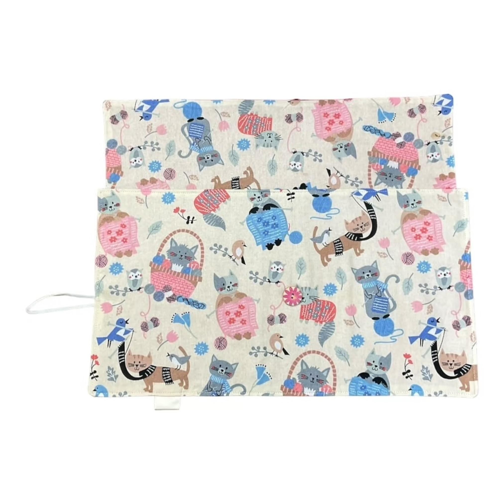 fixed Circular knitting needle case with cats, sock needles roll, needle wallet, knitters gift, needle holder,