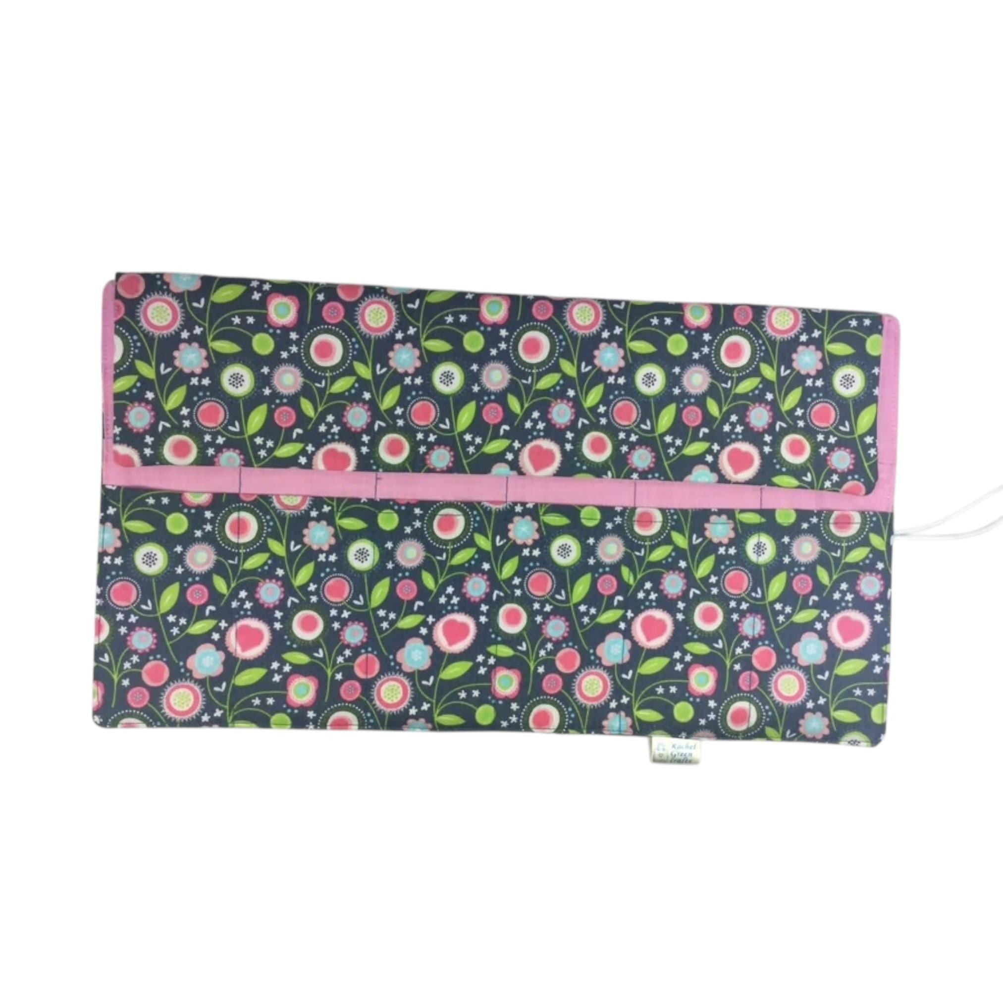Circular needle case, floral  needle case, fixed circular case, sock needles case, knitting needle roll, knitters gift, needle holder,