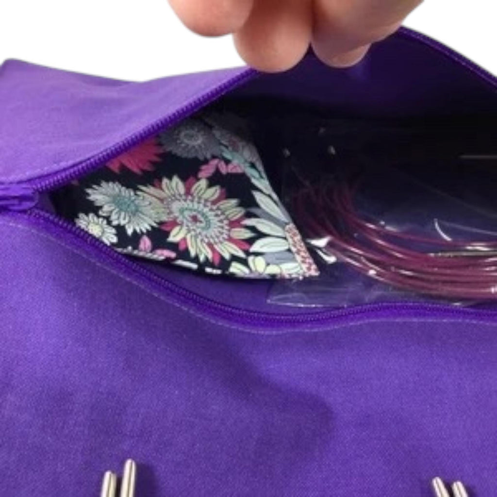 Floral Interchangeable needle case, interchangeable organiser, addi needle storage, chiagoo  folding pouch, knit pro, hiya hiya case,