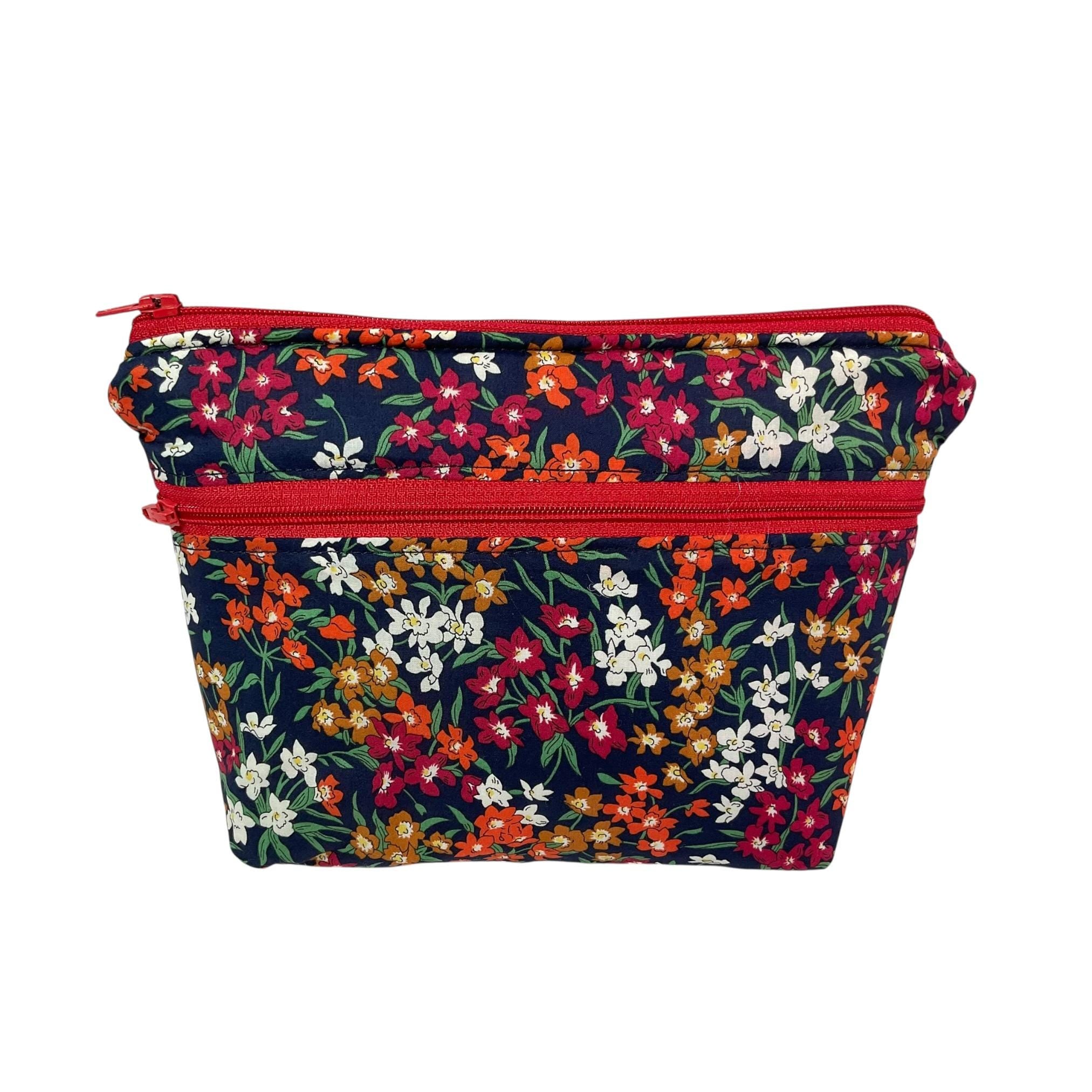Cosmetics bag in floral Liberty fabric with 2 pockets,  makeup pouch, water resistant case, notions zipper pouch, ladies  gift