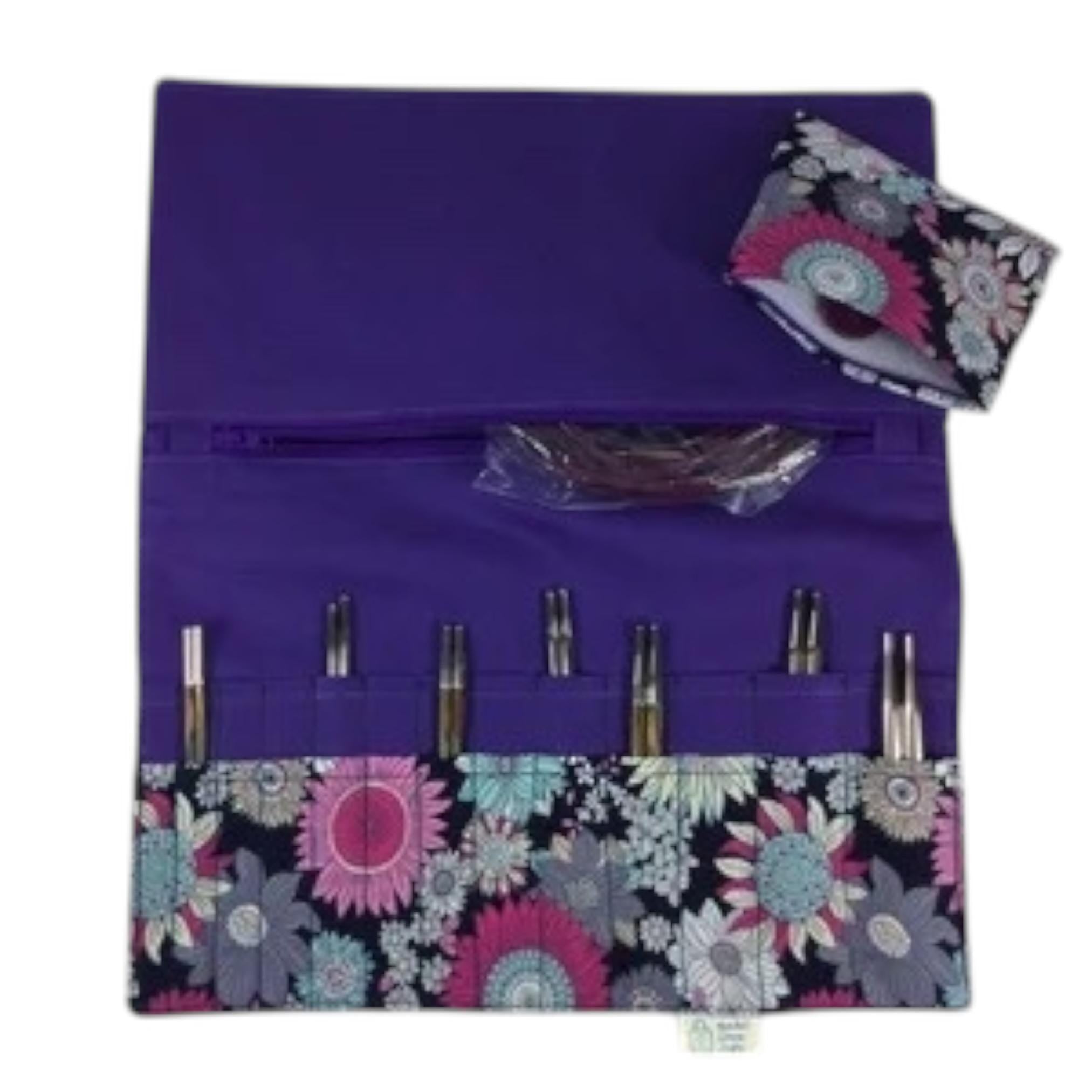 Floral Interchangeable needle case, interchangeable organiser, addi needle storage, chiagoo  folding pouch, knit pro, hiya hiya case,