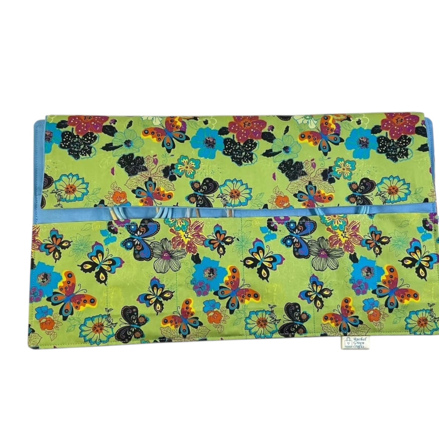 Circular knitting needle case with butterflies
