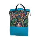XXL drawstring knitting bag with floral and bird print, canvas  supersized multi pockets project bag with handles,  crafters gift