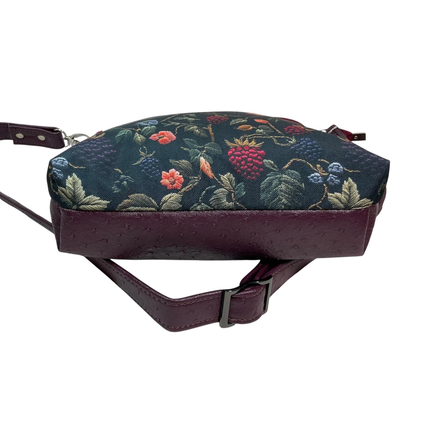 Handbag in faux Leather and floral bramble fabric