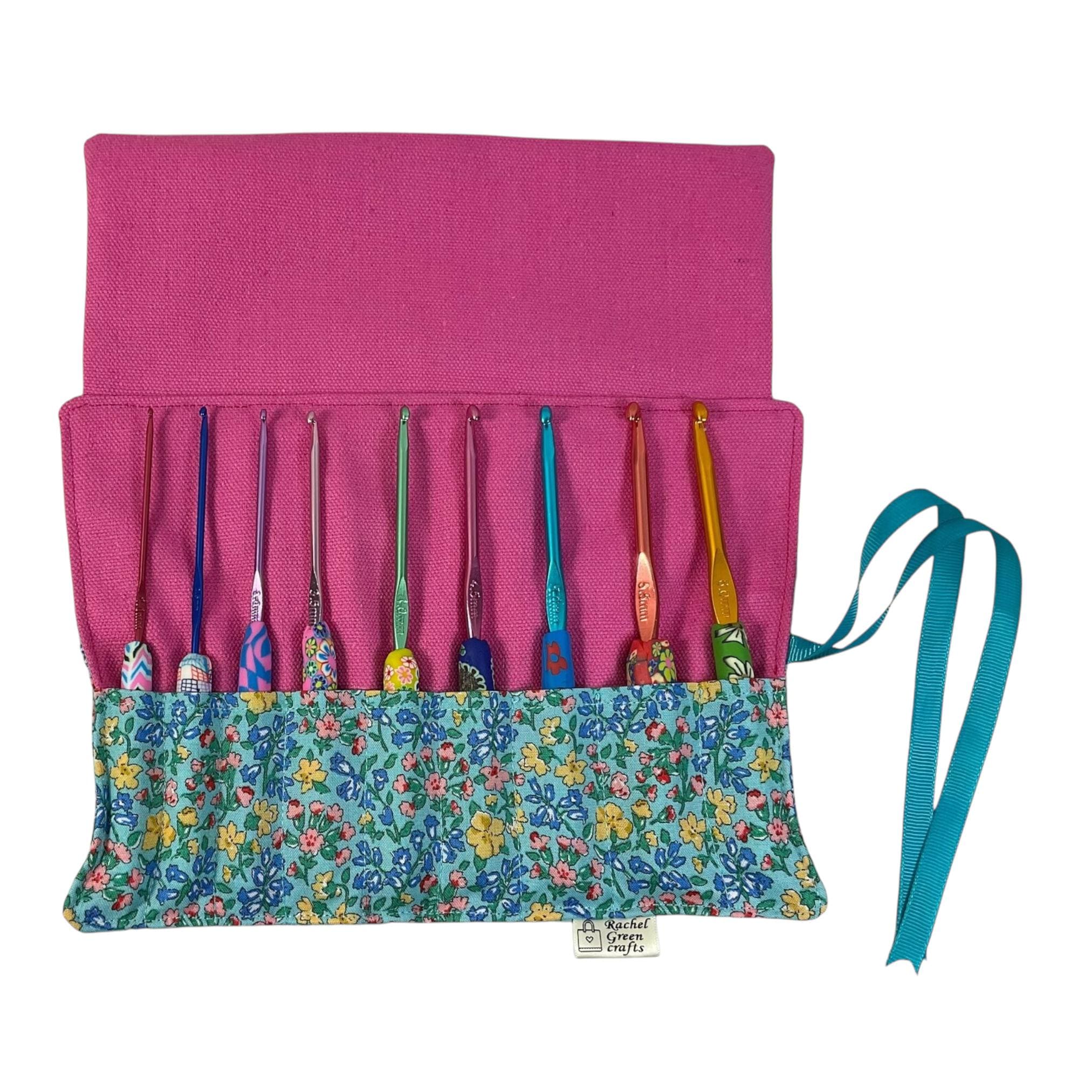 Floral Crochet Hook Set: Liberty Fabric Case, Ergonomic Handles (2mm-6mm)